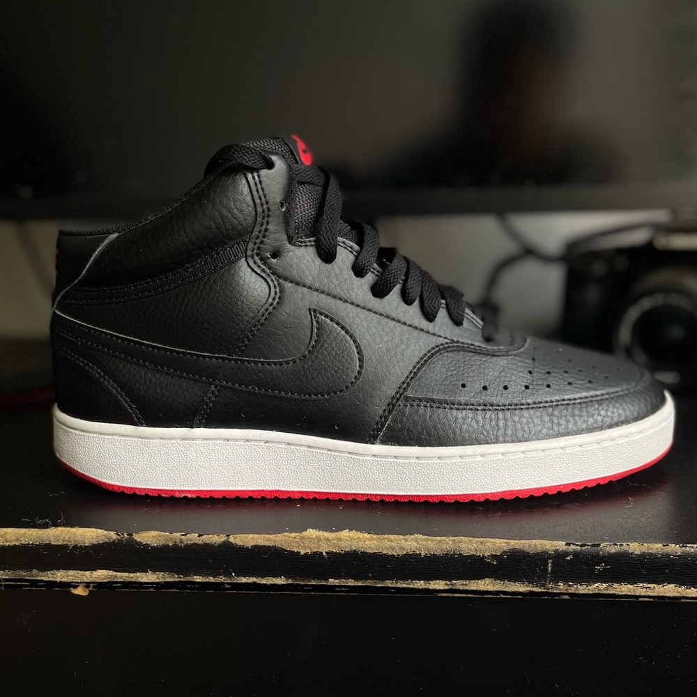Nike Court Vision Mid Black University Red Men's SIZE: US 9.5